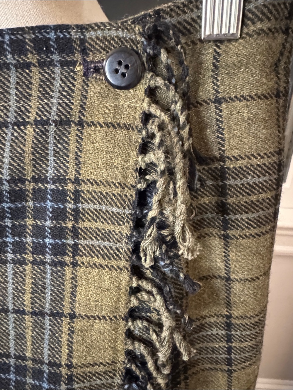 Liz Claiborne wool Plaid Wrap Maxi Skirt with fringe! - Picture 2 of 7